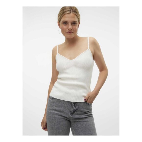 Vero Moda Women's Cream Cami Top Spaghetti Strap Tank Tee Shirt Size Large NWT - Picture 1 of 9